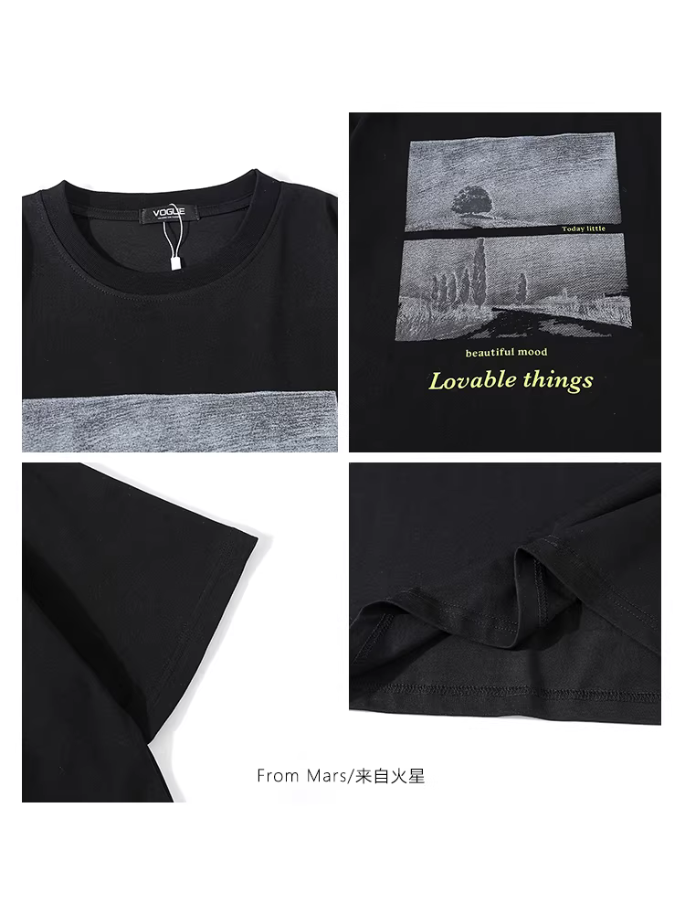 From Mars Beautiful Things Áo thun cổ tròn tay ngắn in họa tiết phong cảnh cổ điển kiểu Mỹ dáng rộng vừa vặn cho cặp đôi unisex hợp thời trang