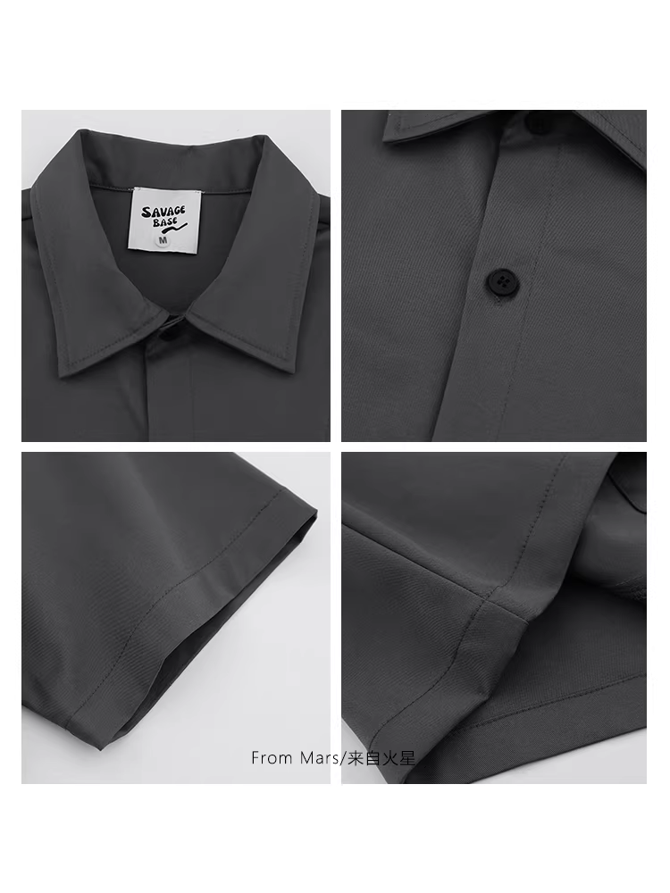 Từ sao Hỏa Để đoàn tụ, áo sơ mi ngắn tay phối màu theo xu hướng quốc gia, kiểu dáng rộng rãi, đa năng, mặc được cho cả cặp đôi