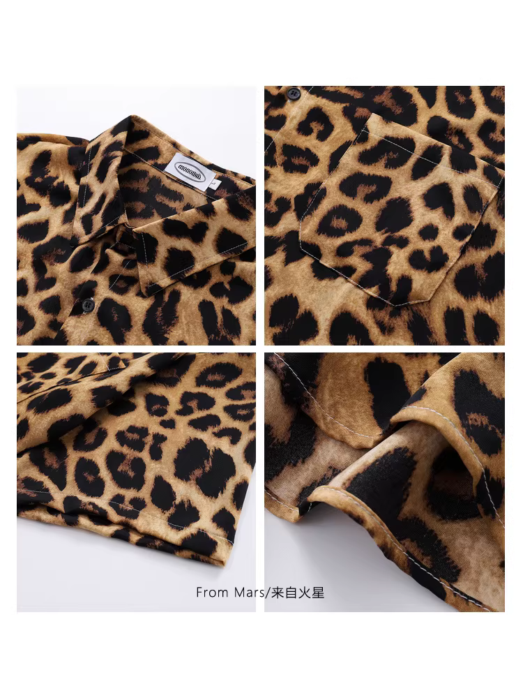 Từ Mars, hãy tìm hiểu về những chiếc áo sơ mi ngắn tay in họa tiết da báo cổ điển phong cách đường phố, mát mẻ, thoải mái cho mùa hè.