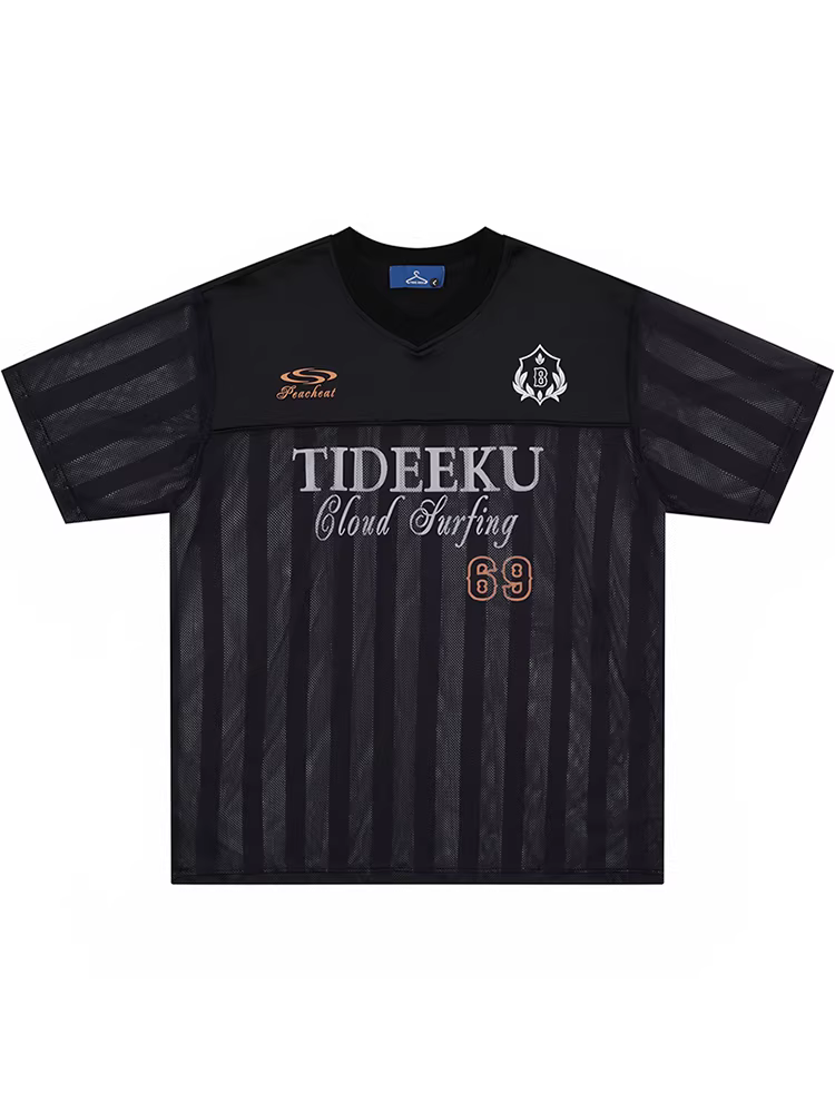 Từ Mars, phong cách đường phố cao cấp kiểu Mỹ, phối sọc dọc kiểu chữ, thoải mái và sảng khoái, áo thun ngắn tay dáng rộng unisex