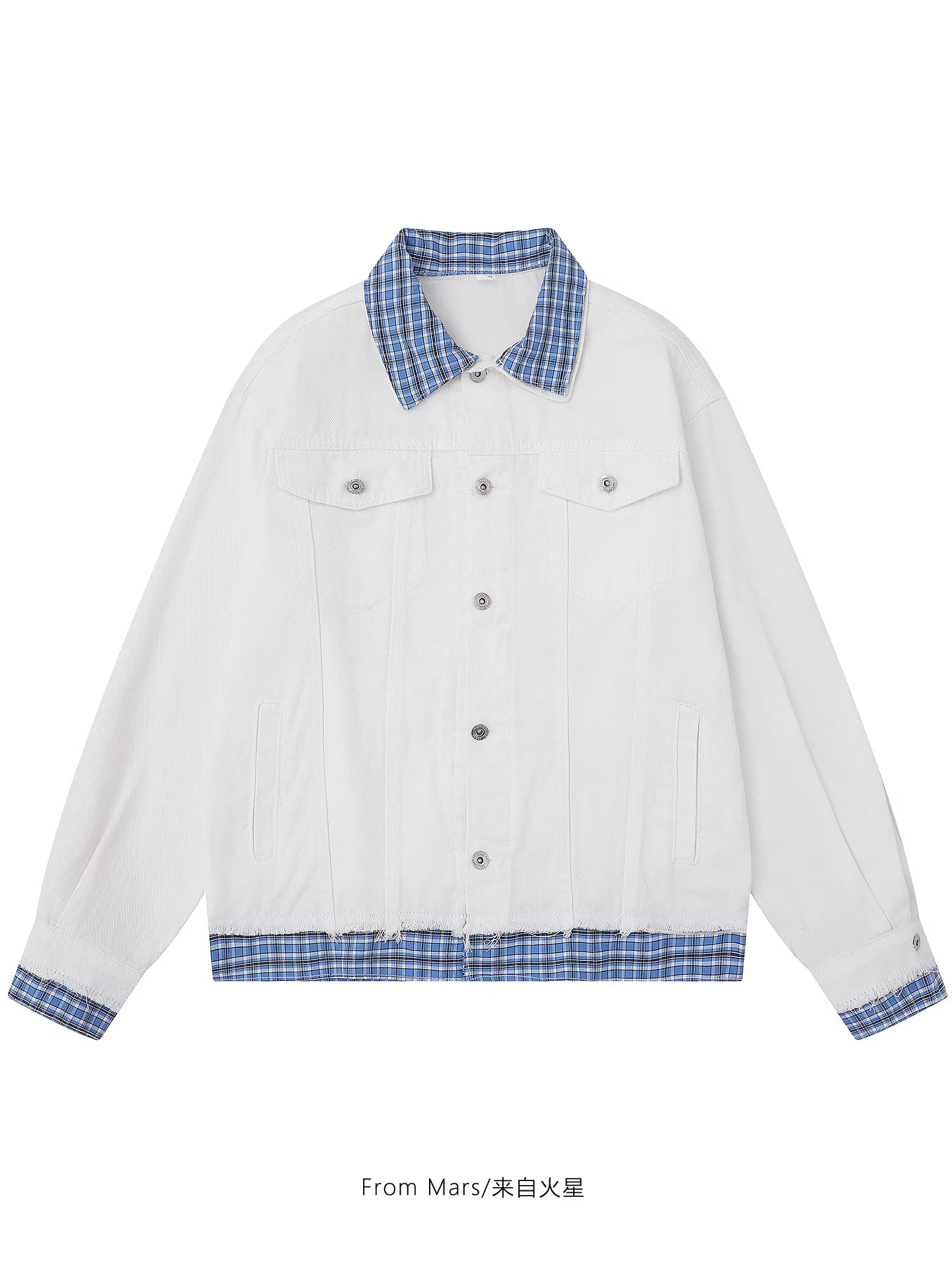 Từ sao Hỏa Không có điểm cuối. Áo khoác denim kẻ sọc dáng rộng, thoải mái