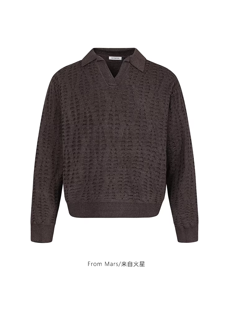 Từ sao Hỏa đến nơi đúng hẹn, thiết kế rách theo phong cách Mỹ, áo len dệt kim dáng rộng cổ điển đa năng màu trơn.