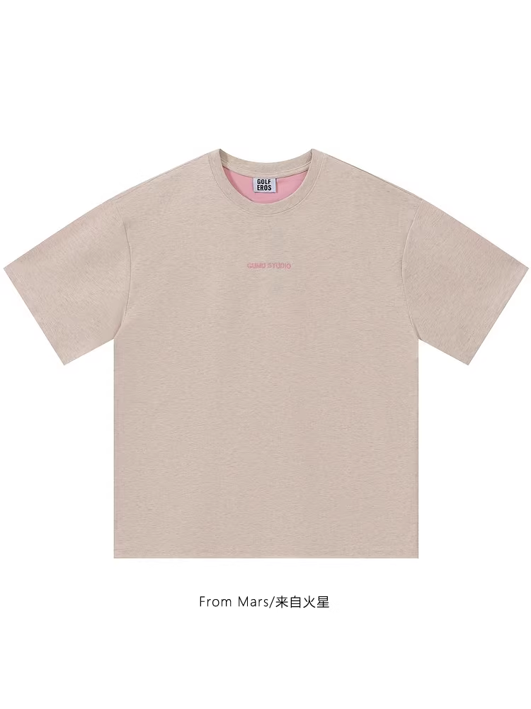 Từ sao Hỏa, một ngày tiếp xúc với ánh nắng mặt trời, thời trang hợp thời trang của Trung Quốc, thiết kế cổ tròn, áo thun ngắn tay rộng rãi đa năng dành cho các cặp đôi, BF