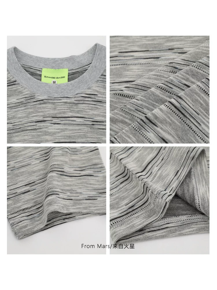 From Mars Sunny Days Retro Color Block Striped Niche Casual Crew Neck Couple Áo thun mùa hè hợp thời trang