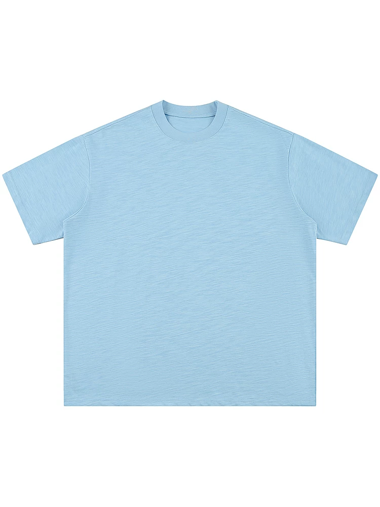 From Mars Pháo hoa tạm thời kiểu Mỹ Màu trơn có kết cấu đơn giản Áo thun cotton tre mới dáng rộng tay ngắn BF