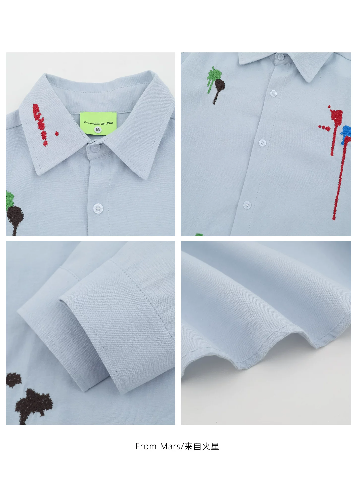 Áo sơ mi dài tay unisex BF thêu họa tiết graffiti nhiều màu sắc phong cách vintage, dáng rộng, phong cách độc đáo, thoải mái