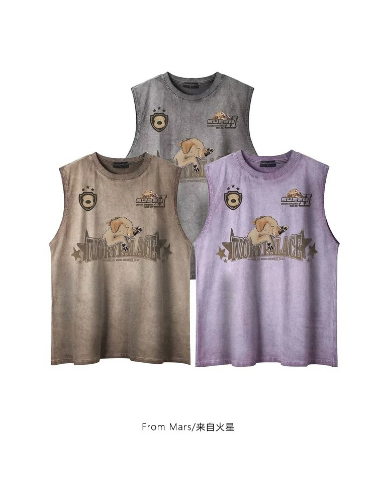 Từ Mars Golden Retriever Áo thể thao in họa tiết theo xu hướng quốc gia Unisex Áo thun không tay đa năng mùa hè rộng rãi