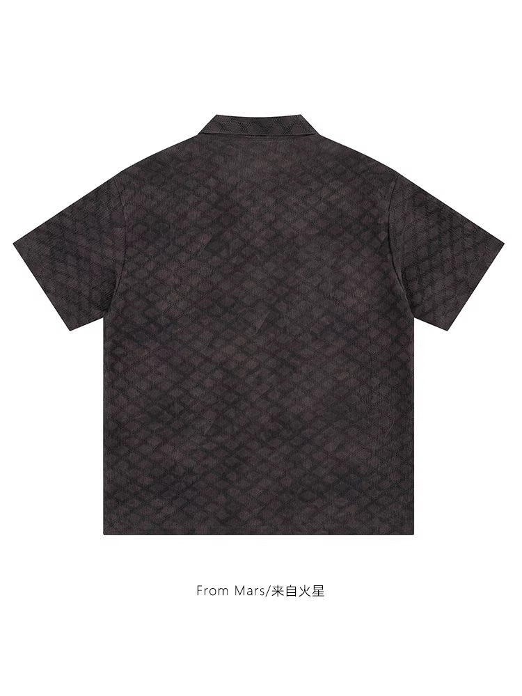 From Mars Relives the Past Thiết kế cổ điển kiểu Nhật Bản Áo sơ mi ngắn tay đa năng, phong cách giản dị BF