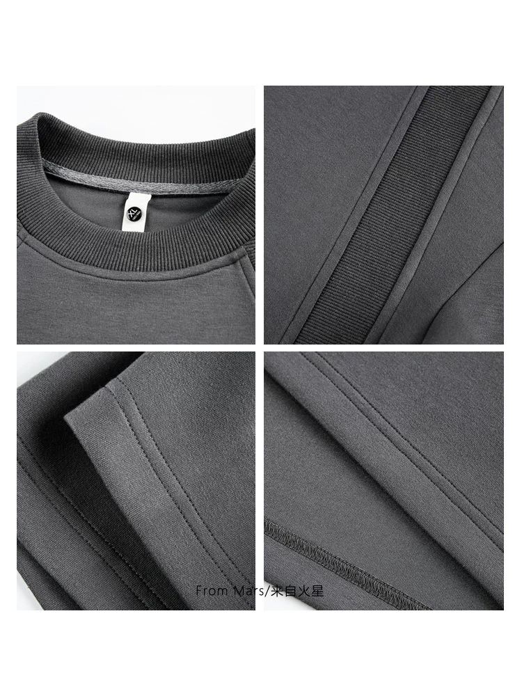 Từ sao Hỏa, áo thun ngắn tay thiết kế chắp vá đa năng bằng vải canvas lớn, unisex, kiểu dáng cổ điển Mỹ, dáng rộng BF