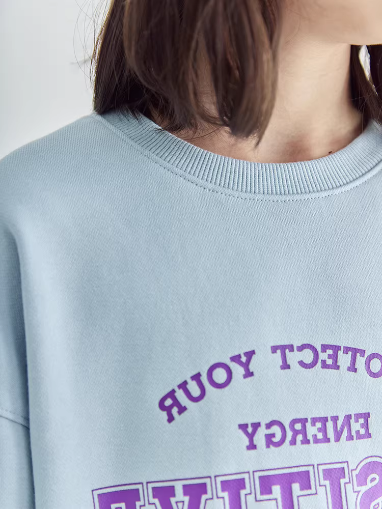 Áo thun nỉ in chữ cổ tròn thu đông 2025 kiểu Mỹ cổ điển đơn giản đa năng thời thượng dành cho trẻ em Hàn Quốc