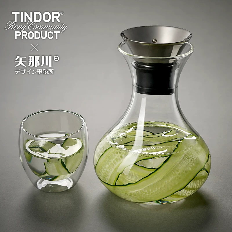 Bình nước lạnh, bình nước ép, cốc nước, bộ đồ uống bằng thủy tinh chịu nhiệt Tindor/Tian Dai, bình Solo.