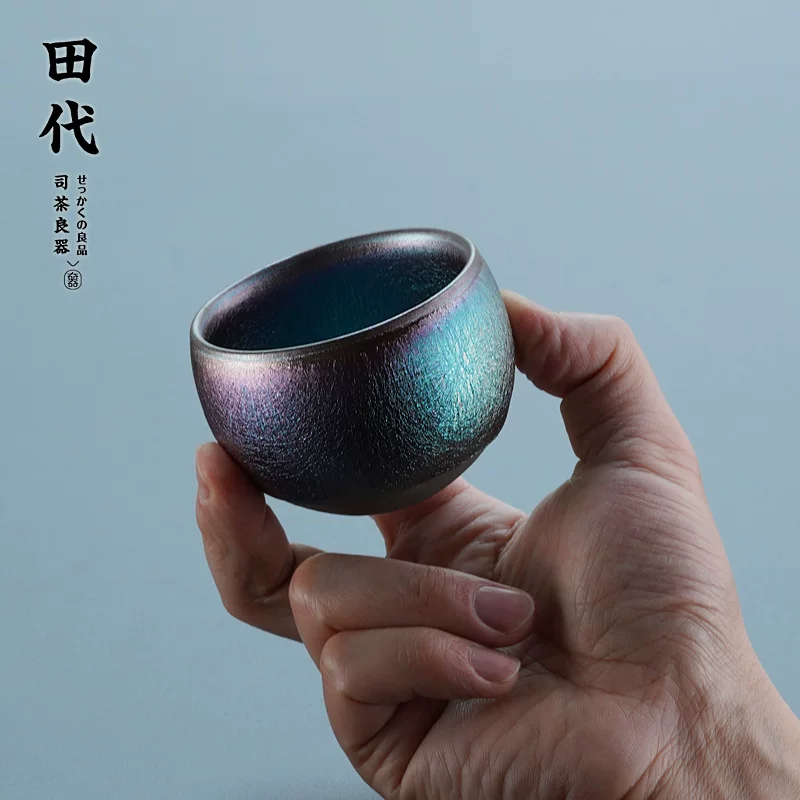 Tách trà gốm sứ men xanh tím Thiên Đại, dùng cho lễ trà đạo Kung Fu, tách đơn dùng để nếm trà, bình trà gốm sứ.
