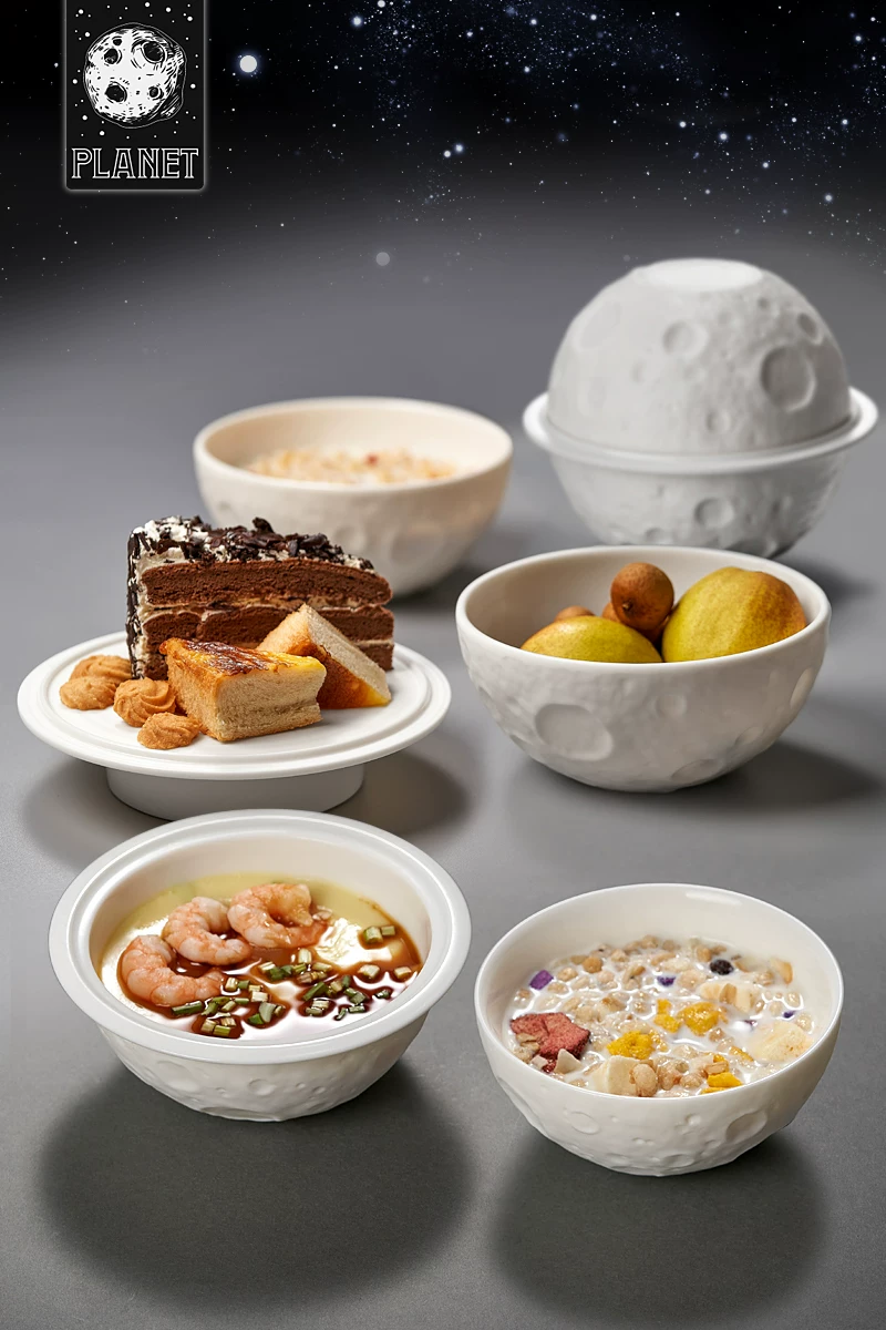 Đồ trang trí hình mặt trăng sáng tạo để đựng trái cây, khay hình hành tinh, vật trang trí bàn phòng khách, đĩa trái cây phong cách sang trọng nhẹ nhàng.