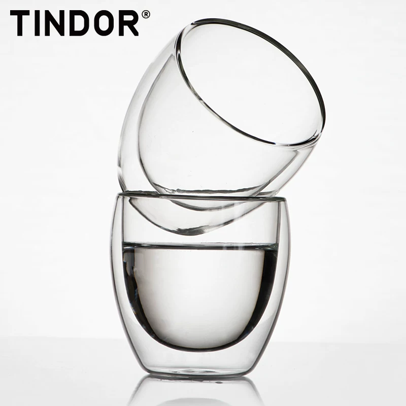 Cốc nước thủy tinh chịu nhiệt hai lớp Tindor/Tian Dai, cốc nếm trà, cốc uống nước lạnh, cốc bia, một chiếc.