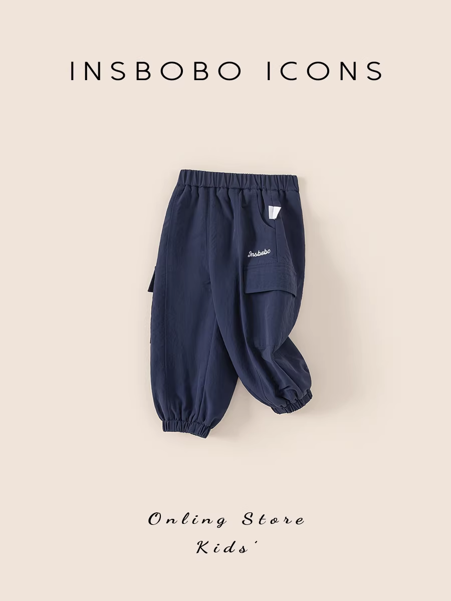 Quần bé trai INSbobo thu đông 2025, quần cargo nỉ trẻ em mới, quần dài mùa đông cho bé, quần thời trang trẻ em