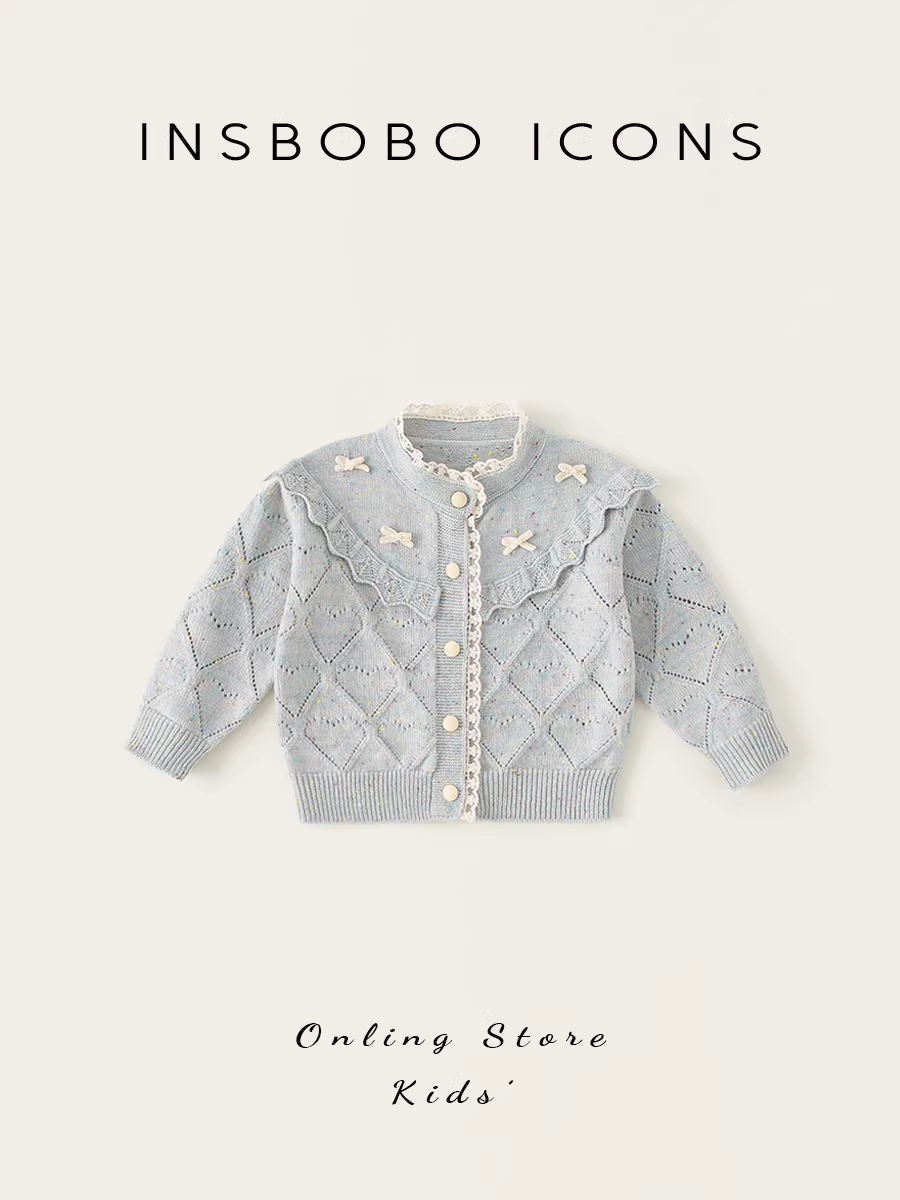 Áo len bé gái INSbobo thu đông 2025 kiểu dáng thời trang, áo len dệt kim cho bé gái, áo khoác trẻ em