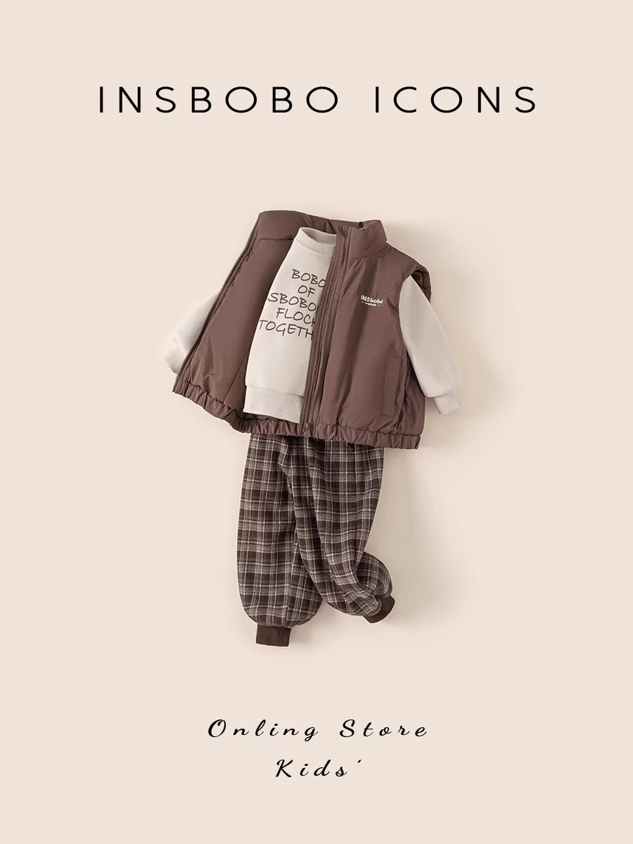 Quần áo trẻ em INSbobo mùa đông 2025, bộ đồ dày dặn cho bé trai, thời trang thu đông, kiểu dáng hiện đại