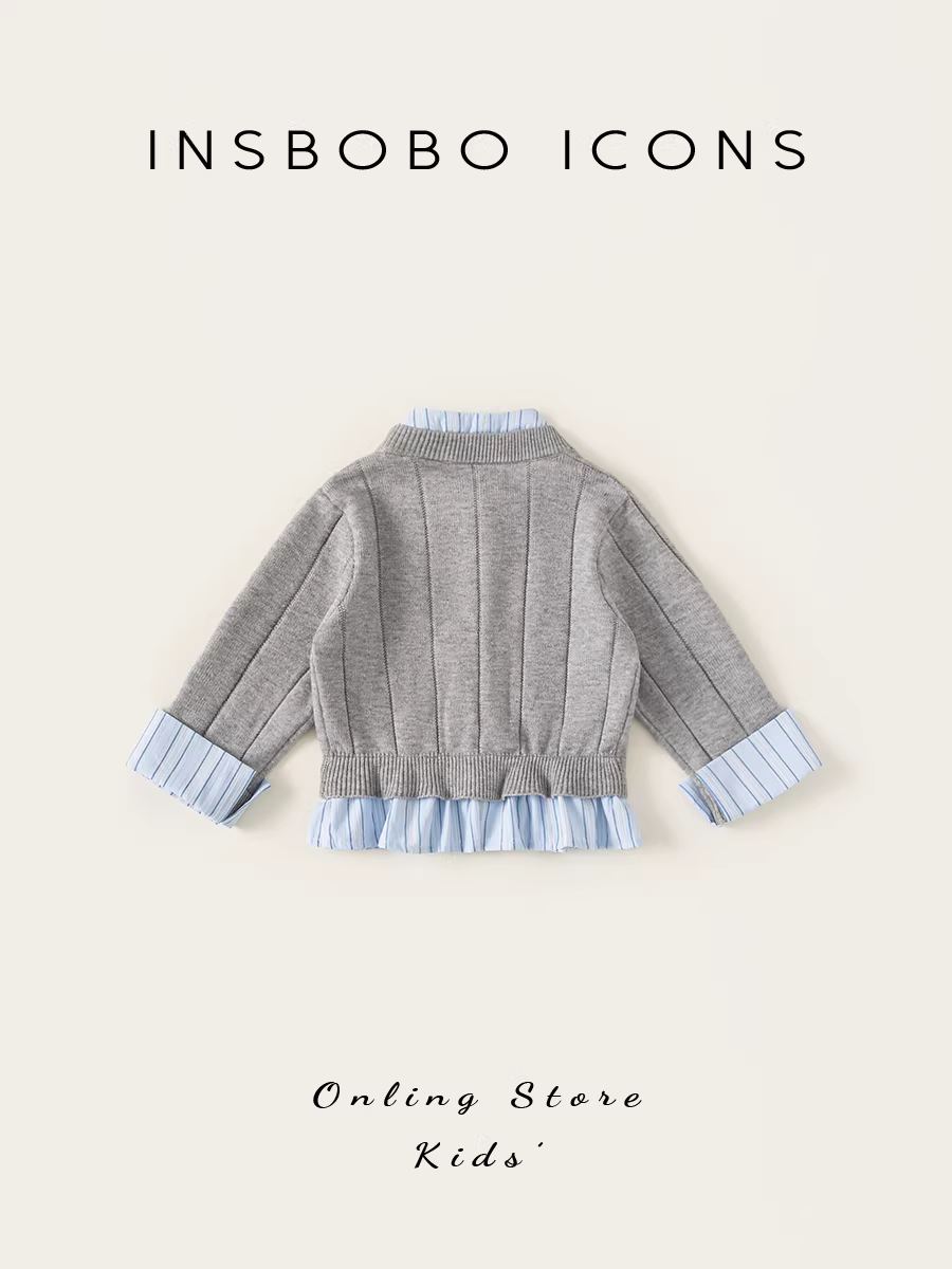 Áo len bé gái INSbobo thu đông 2025 kiểu dáng thời trang, áo khoác cardigan dệt kim trẻ em, áo bé mùa xuân thu