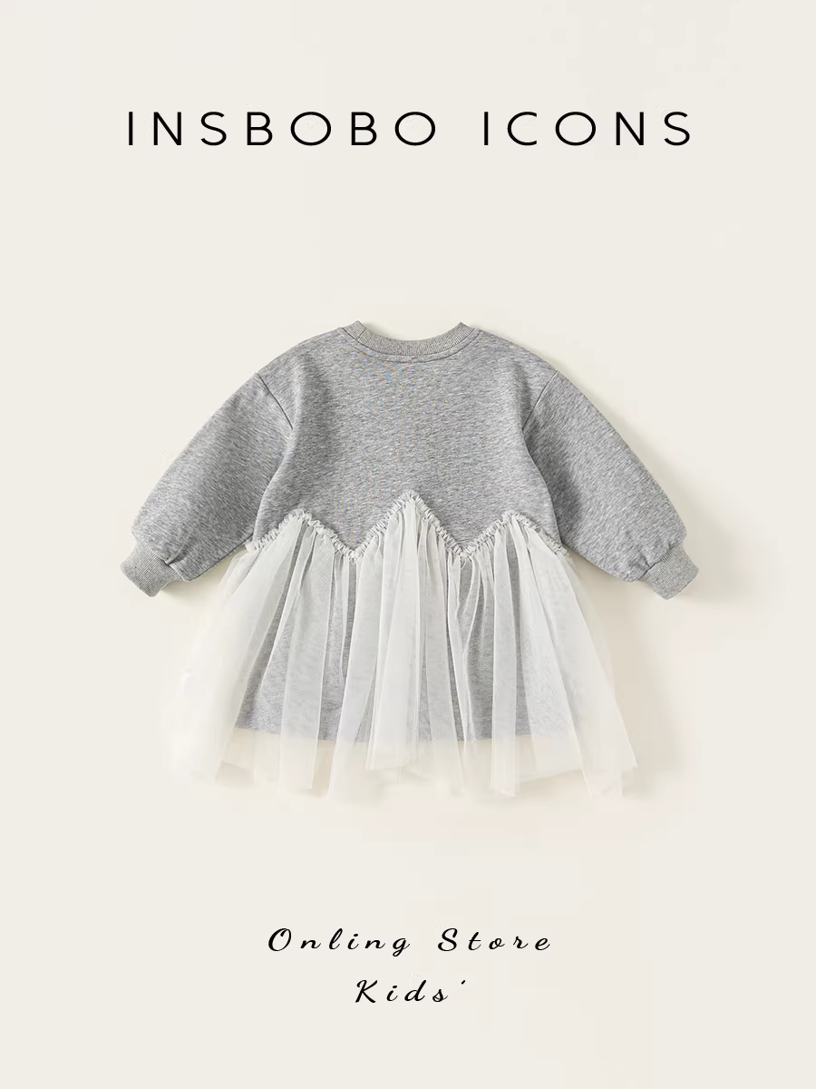 Váy bé gái INSbobo thu đông 2025 kiểu mới áo len bé gái váy voan váy trẻ em xuân thu thời trang trẻ em