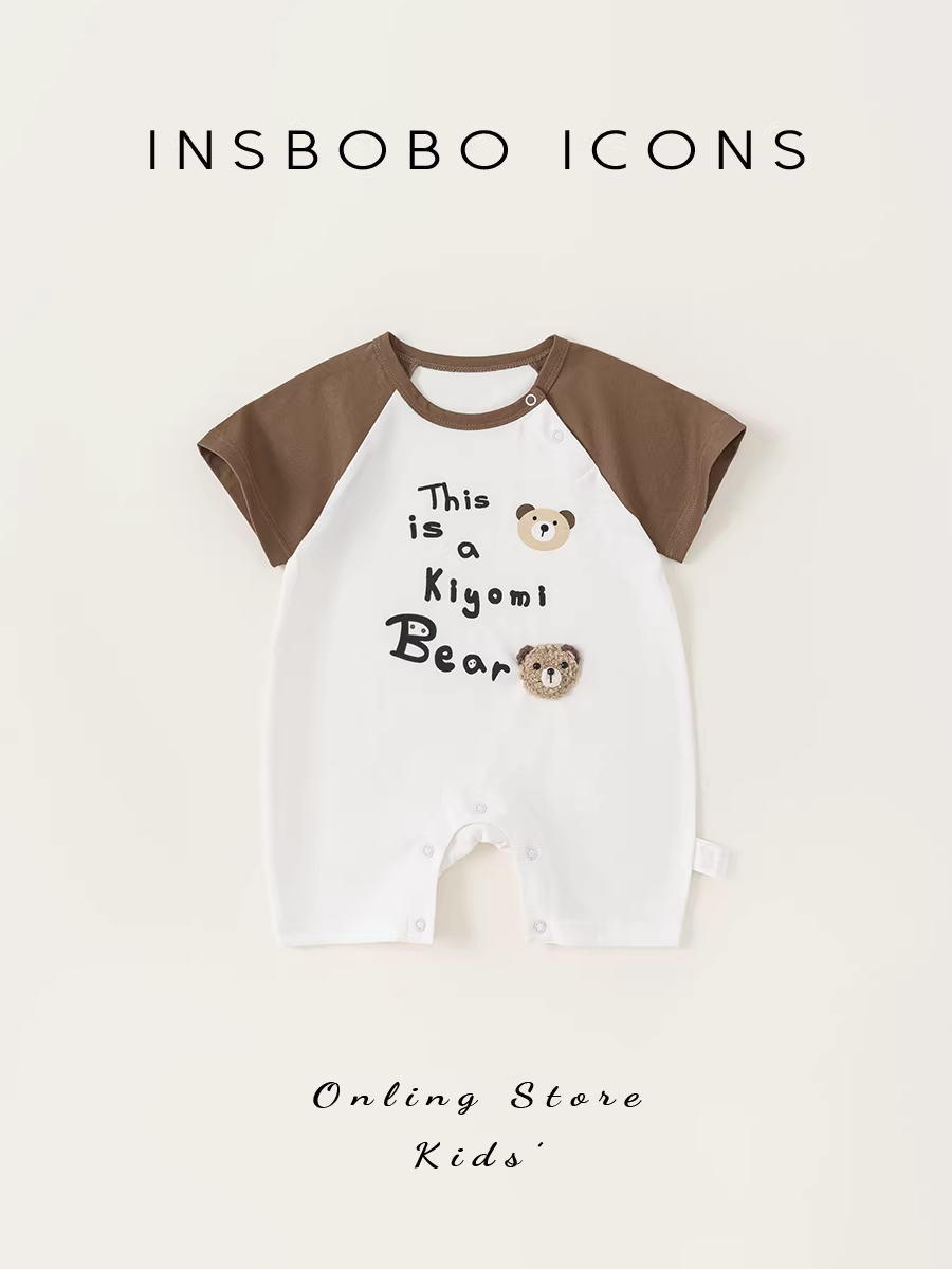 Quần áo trẻ em INSbobo mùa hè 2025 kiểu mới, bộ liền thân bé gái, bộ liền thân bé trai mùa hè chất liệu mỏng, bộ đồ bò