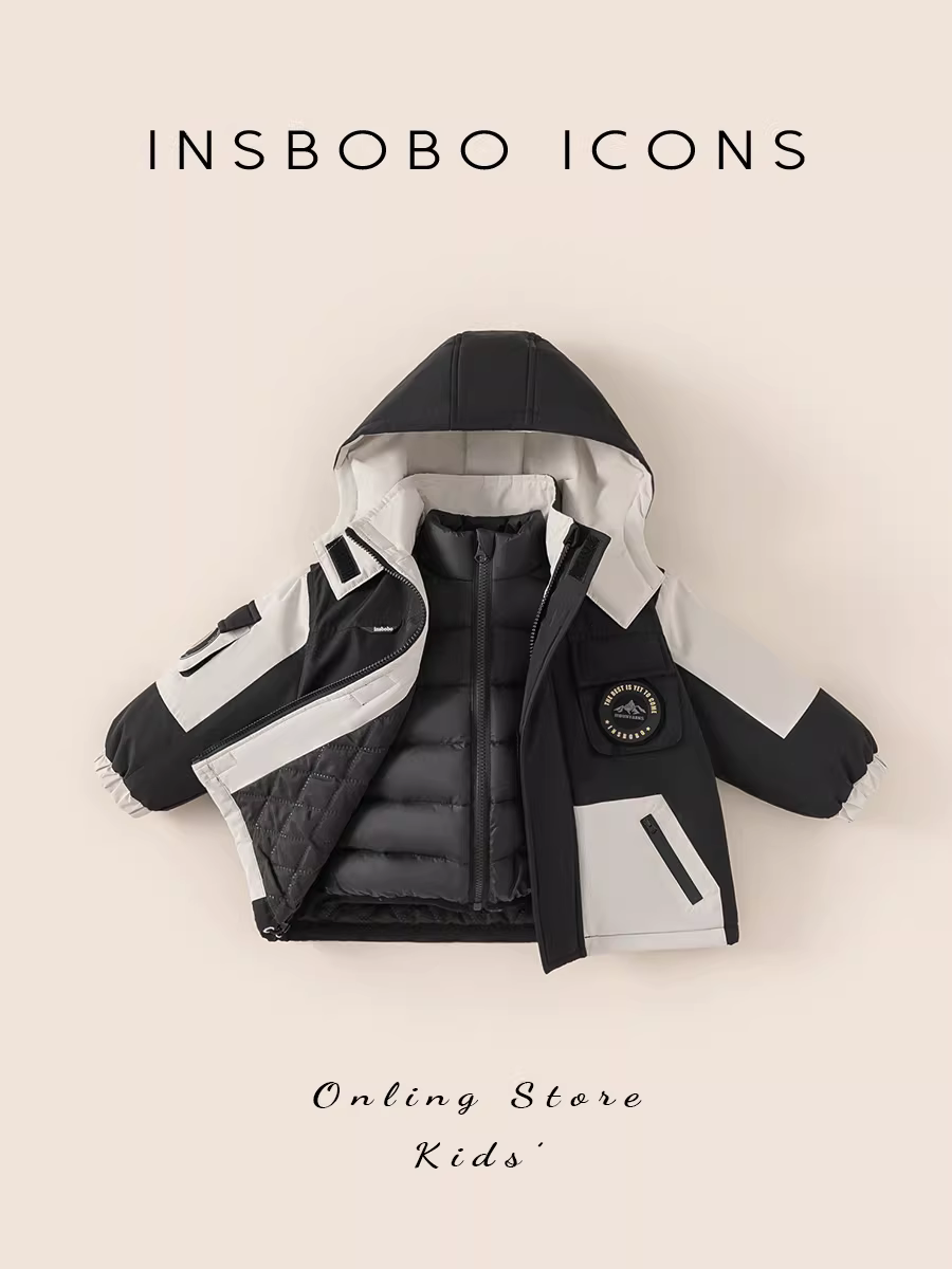 Áo khoác trẻ em mùa đông ba lớp chống thấm áo khoác lông vũ cho bé gái áo khoác cotton ba trong một cho bé trai áo khoác lông vũ quần áo trẻ em hợp thời trang