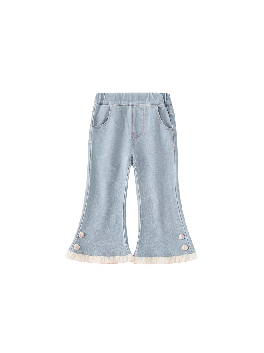 Quần bé gái INSbobo kiểu mới thu đông 2025, quần bò bé gái, quần loe trẻ em, thời trang trẻ em