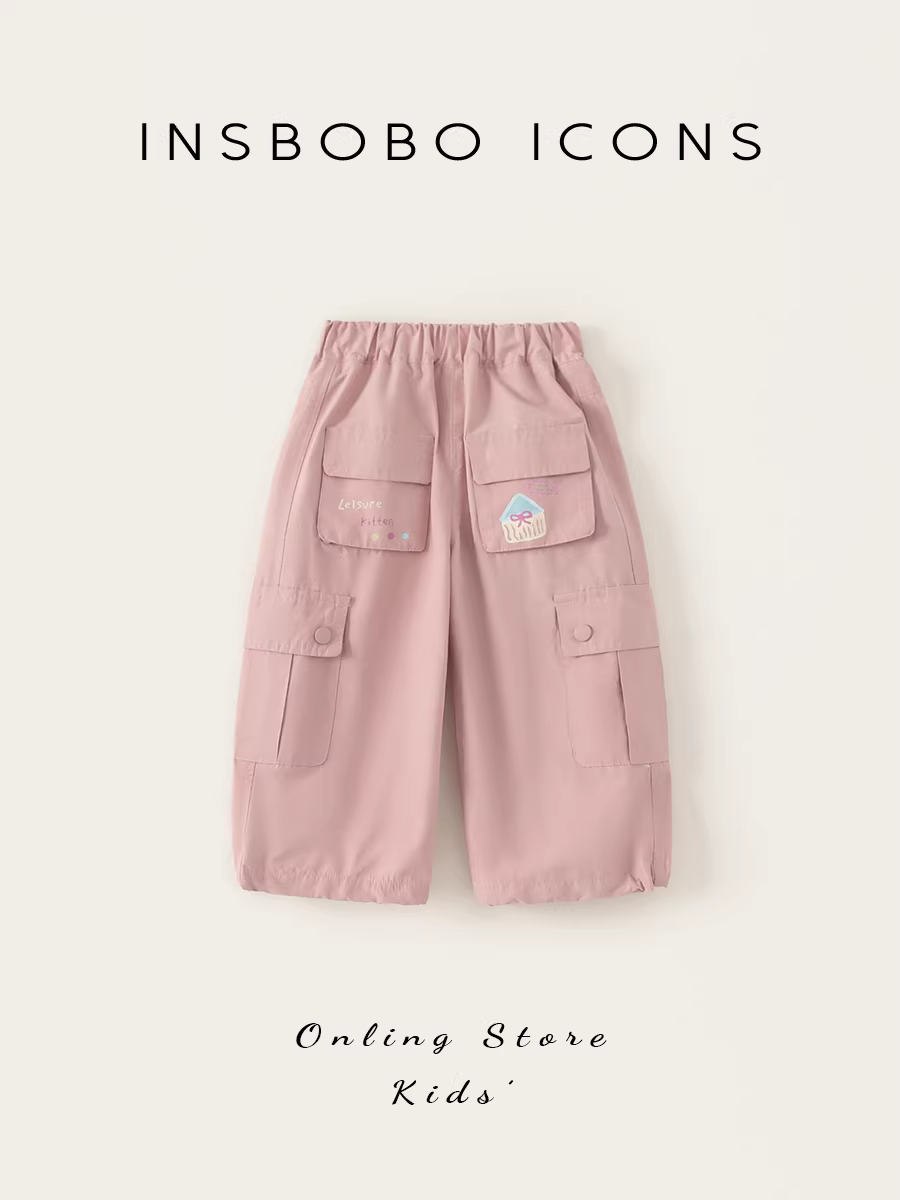 Quần bé gái INSbobo thu đông 2025 kiểu mới quần cargo bé gái quần ống đứng trẻ em thời trang và sành điệu