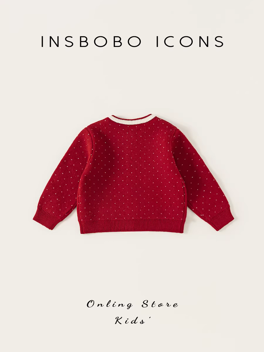 Áo len bé gái INSbobo, quần áo mùa đông, áo khoác len bé gái, mẫu mới 2025, thời trang thu đông, quần áo trẻ em Giáng sinh