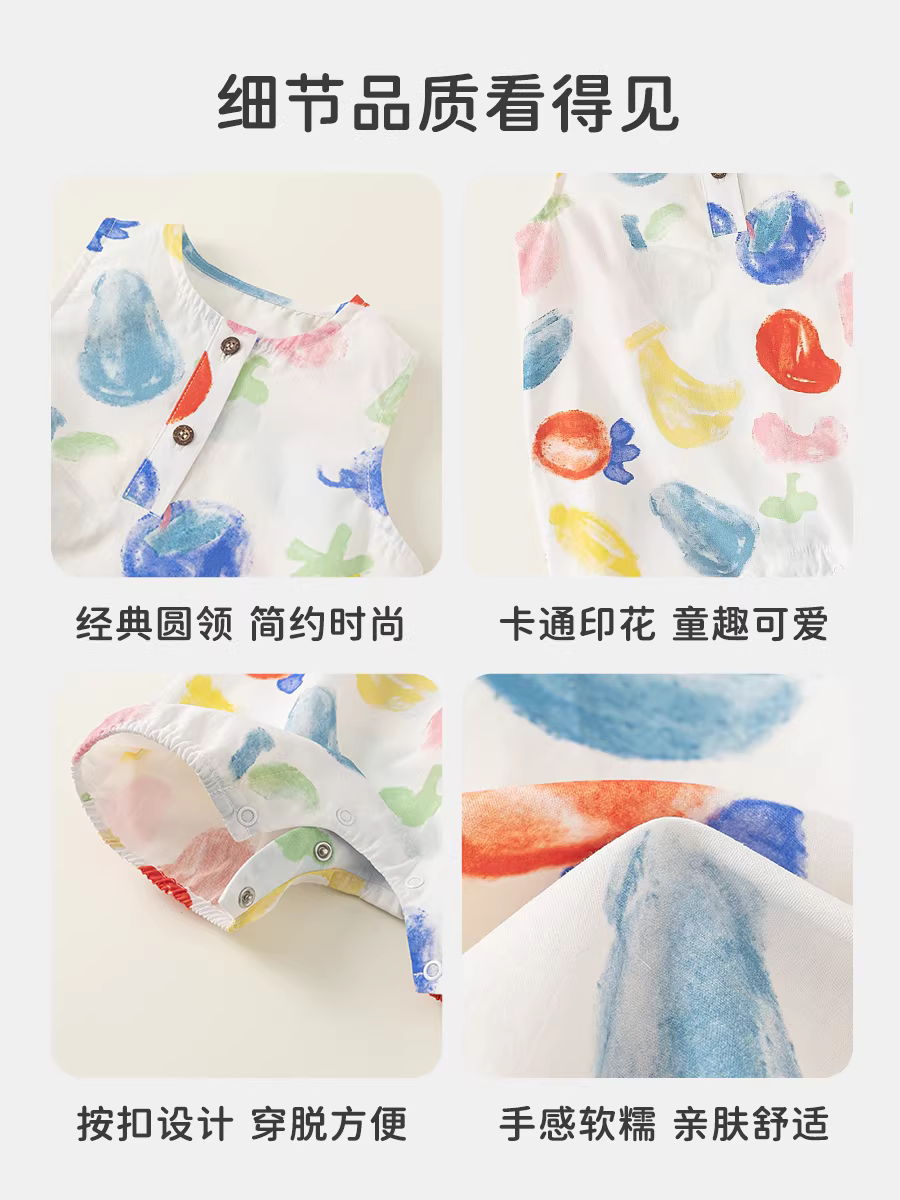 Quần áo trẻ sơ sinh INSbobo, bộ liền thân mùa hè 2025 kiểu mới, bộ đồ liền thân cho trẻ sơ sinh, quần áo mùa hè trẻ em thời trang