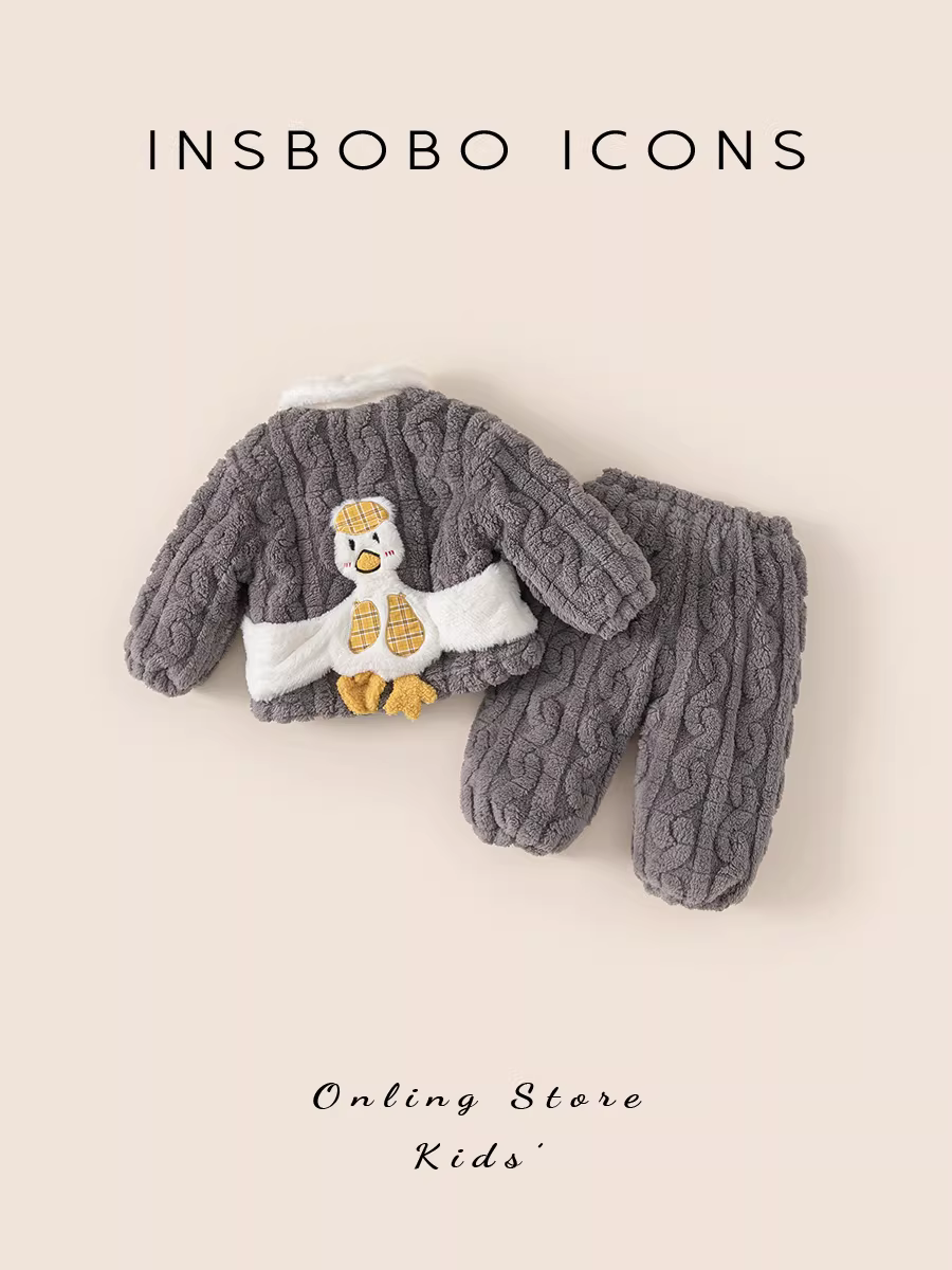 Bộ đồ ngủ trẻ em 2025 thu đông mới, đồ mặc nhà dày dặn cho bé trai, bộ đồ ngủ mùa đông cho bé gái