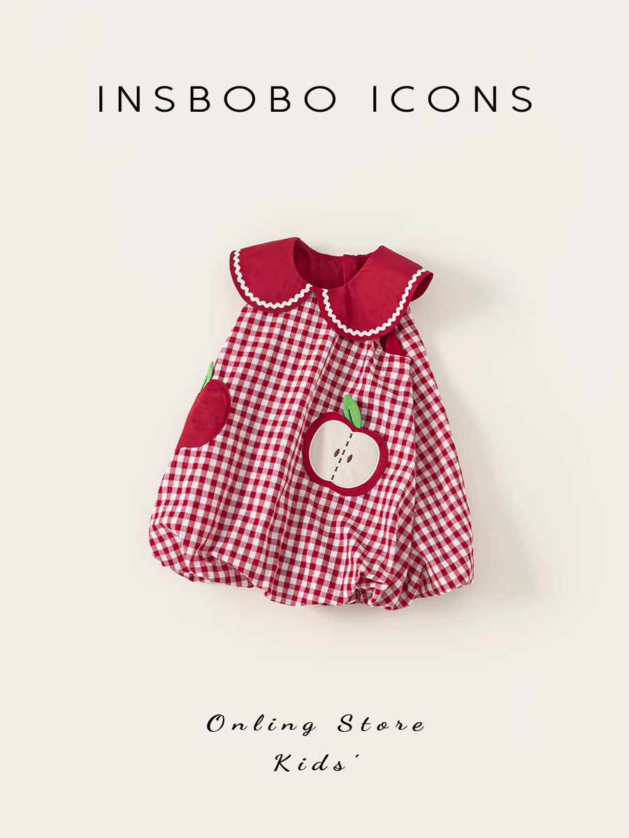 Váy bé gái INSbobo hè 2025 kiểu mới, váy kẻ caro bé gái, váy trẻ em hè, váy bé gái hoa nụ
