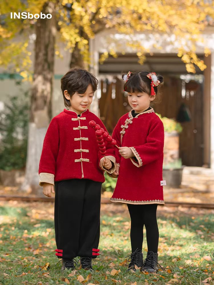 Váy Hanfu cho bé gái một tuổi, trang phục anh chị em cho bé trai, trang phục anh chị em, váy bé gái, trang phục Tang cho bé trai, quần áo mùa đông kiểu Trung Quốc mới