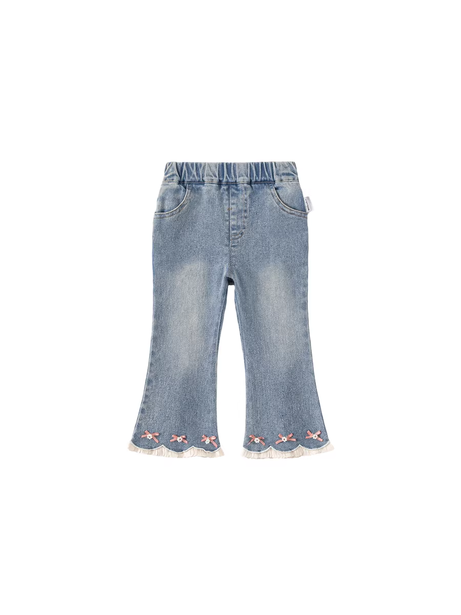 Quần bé gái INSbobo thu đông 2025, quần bò trẻ em xuân thu, quần xòe ren thời trang cho bé gái