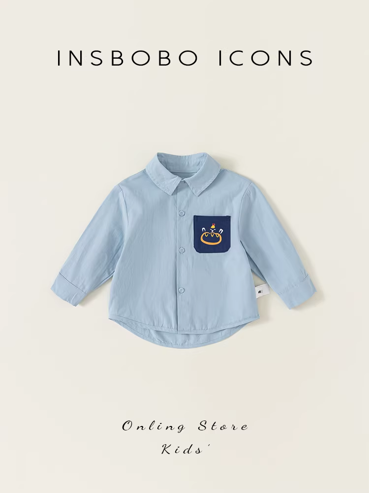 Áo sơ mi bé trai INSbobo thu đông 2025 kiểu mới, áo trẻ em đẹp trai, quần áo trẻ em xuân thu, áo dài tay bé trai mùa thu