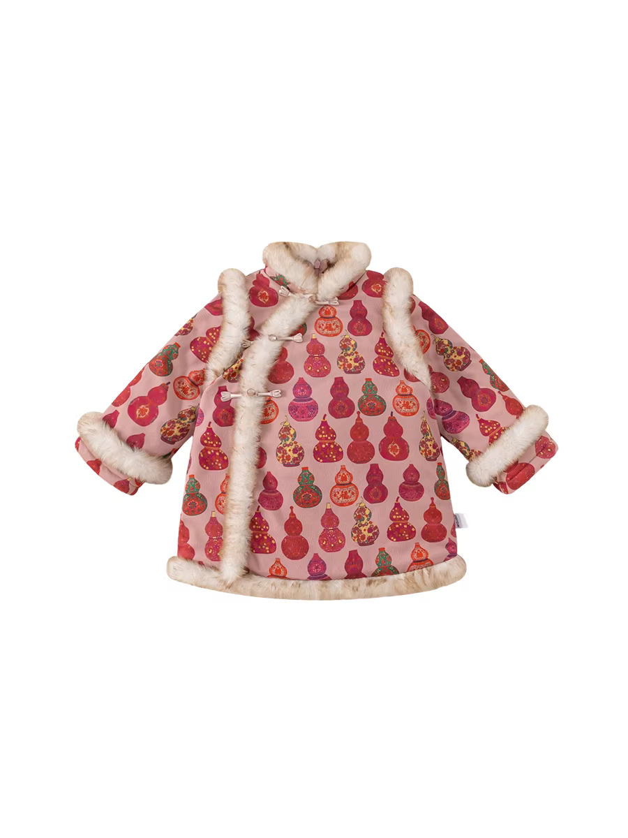 INSbobo váy Tang nữ mùa đông kiểu mới cho bé một tuổi váy mùa thu đông váy dày dặn trẻ em màu đỏ Hanfu