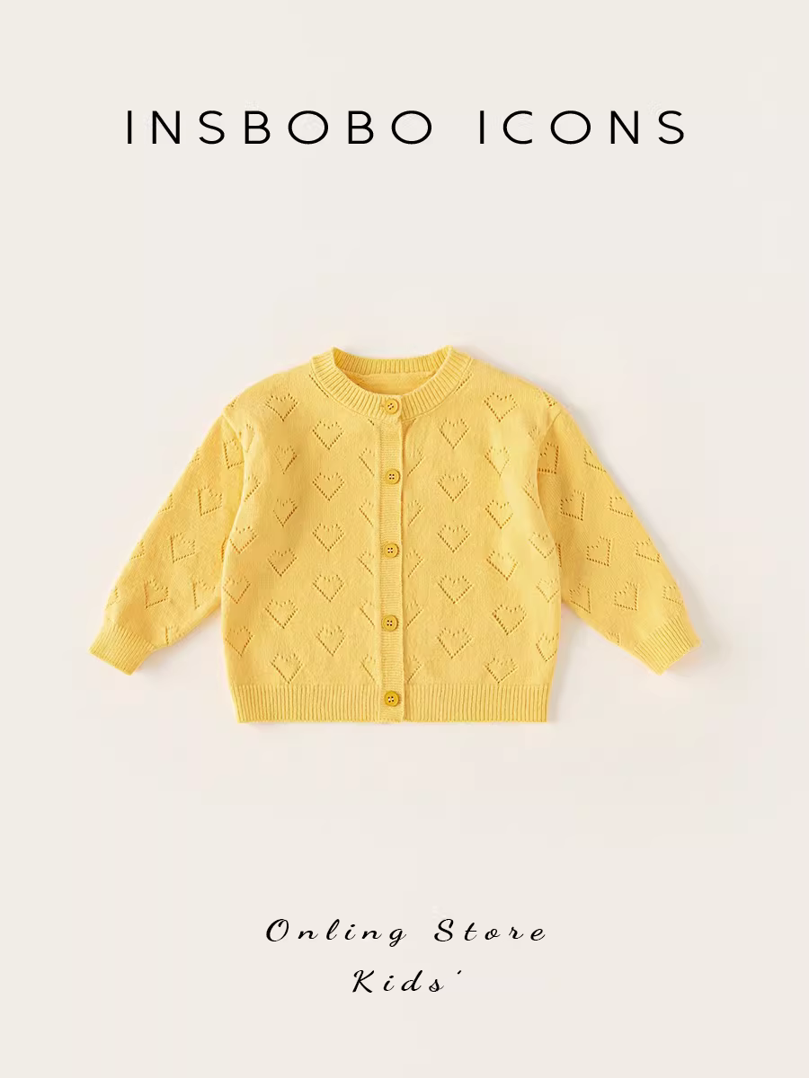 Áo len trẻ em INSbobo Thu Đông 2025 Áo cardigan bé gái Áo len dệt kim bé gái Áo khoác ngoài dài tay cho trẻ mới biết đi
