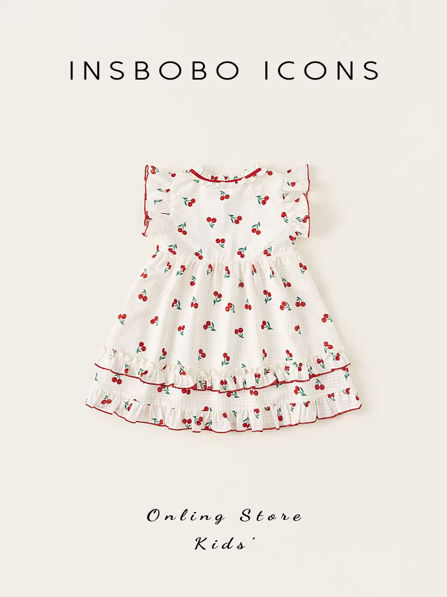Váy bé gái INSbobo hè 2025, mẫu mới, váy bé gái mùa hè, váy bé gái tay bồng, quần áo trẻ em thời trang