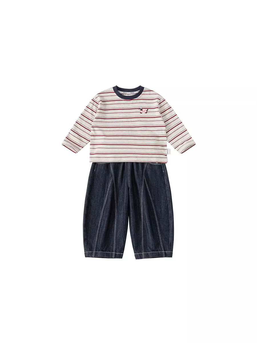 Bộ đồ INSbobo dành cho bé gái 2025, áo thời trang thu đông cho bé trai, quần jeans trẻ em phong cách thu đông