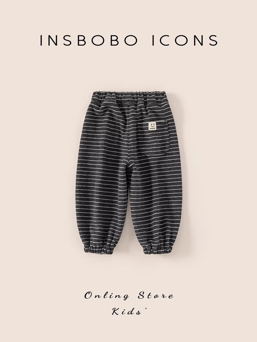 Quần trẻ em INSbobo mùa đông 2025, quần thể thao bé trai lót lông, quần bé gái dày dặn mùa thu đông
