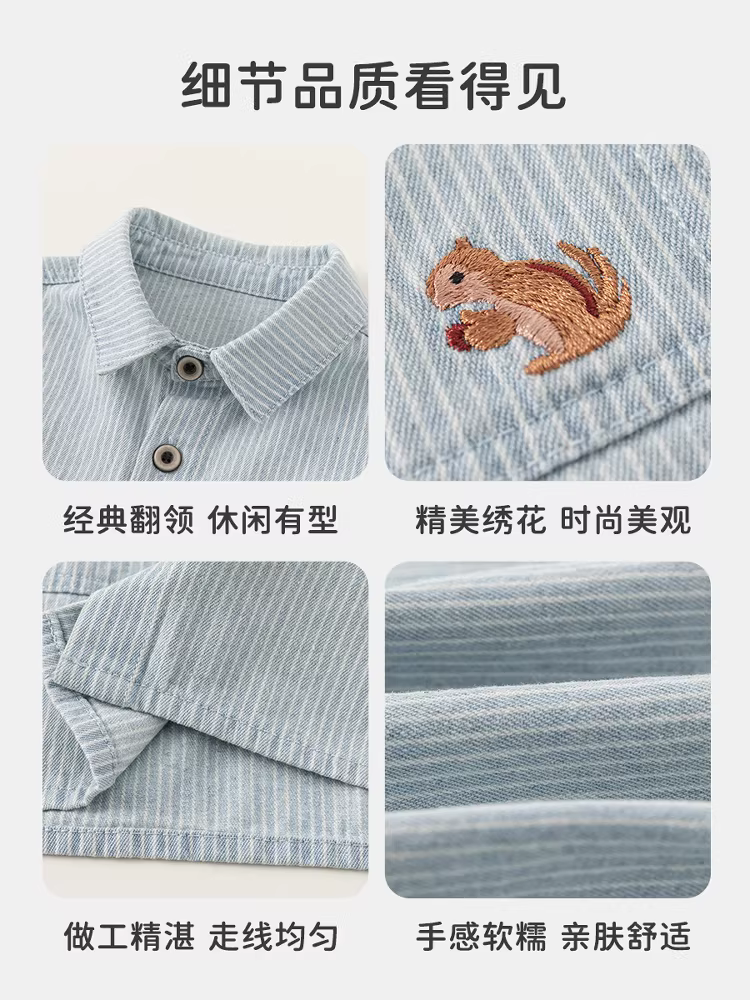 Áo khoác bé trai INSbobo thu đông 2025 kiểu mới áo denim bé trai thời trang áo khoác ngoài trẻ em