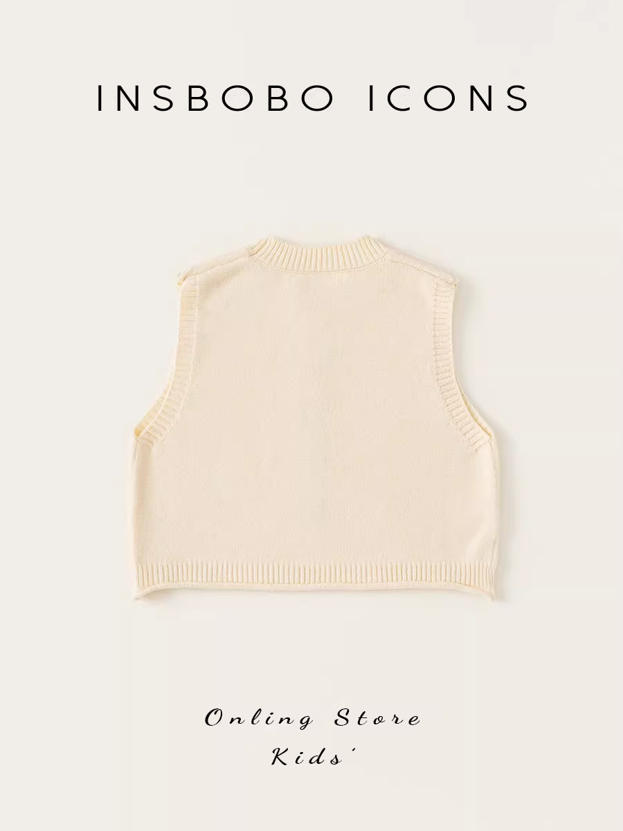 Áo len trẻ em INSbobo, áo gile thu đông bé gái 2025, áo len bé trai kiểu Hàn Quốc, phong cách thường ngày