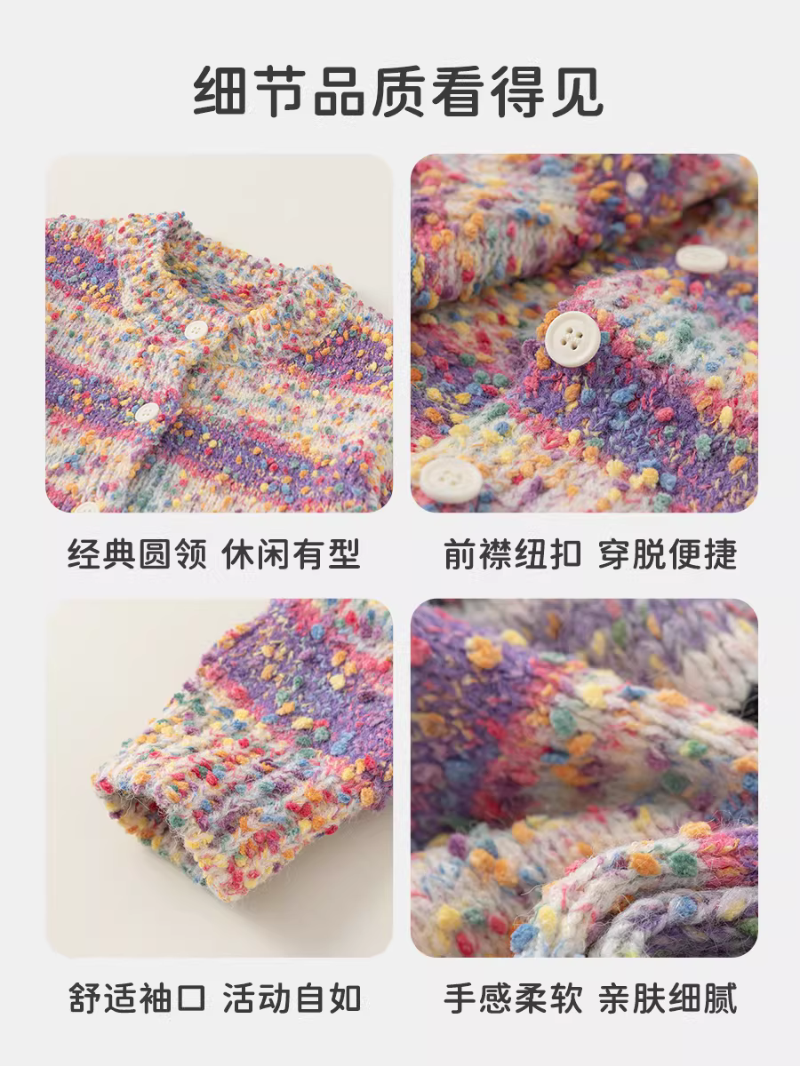 Áo len bé gái INSbobo thu đông 2025 kiểu mới thời trang áo cardigan dệt kim tay dài