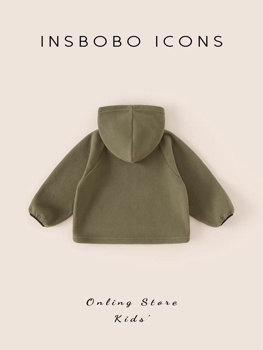 Áo khoác bé trai INSbobo mùa thu, áo khoác có mũ trẻ em, mẫu mới 2025, áo len nỉ bé sơ sinh, thời trang trẻ em xuân thu