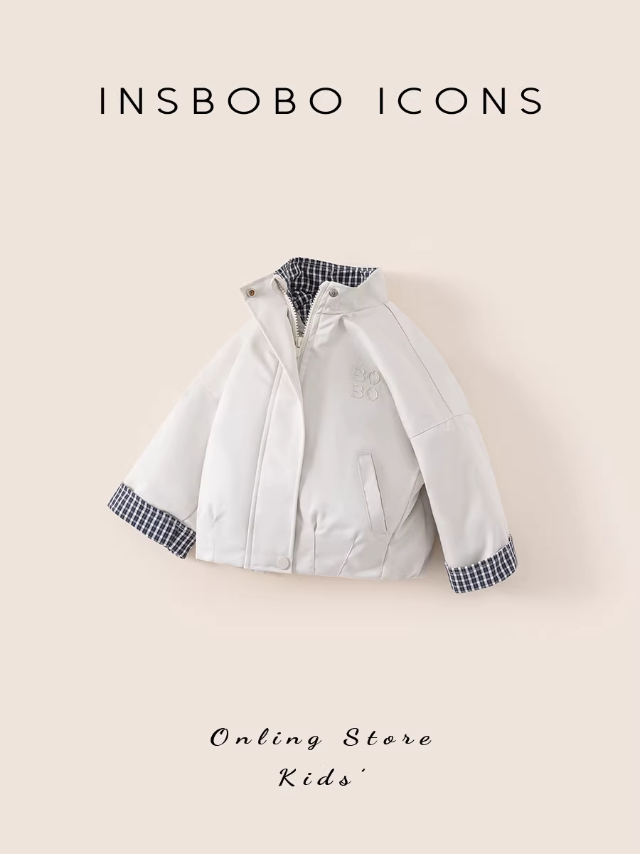Áo khoác INSbobo cho bé gái mùa đông 2025 kiểu mới, áo phao bé trai, áo dày giữ ấm thời trang mùa đông