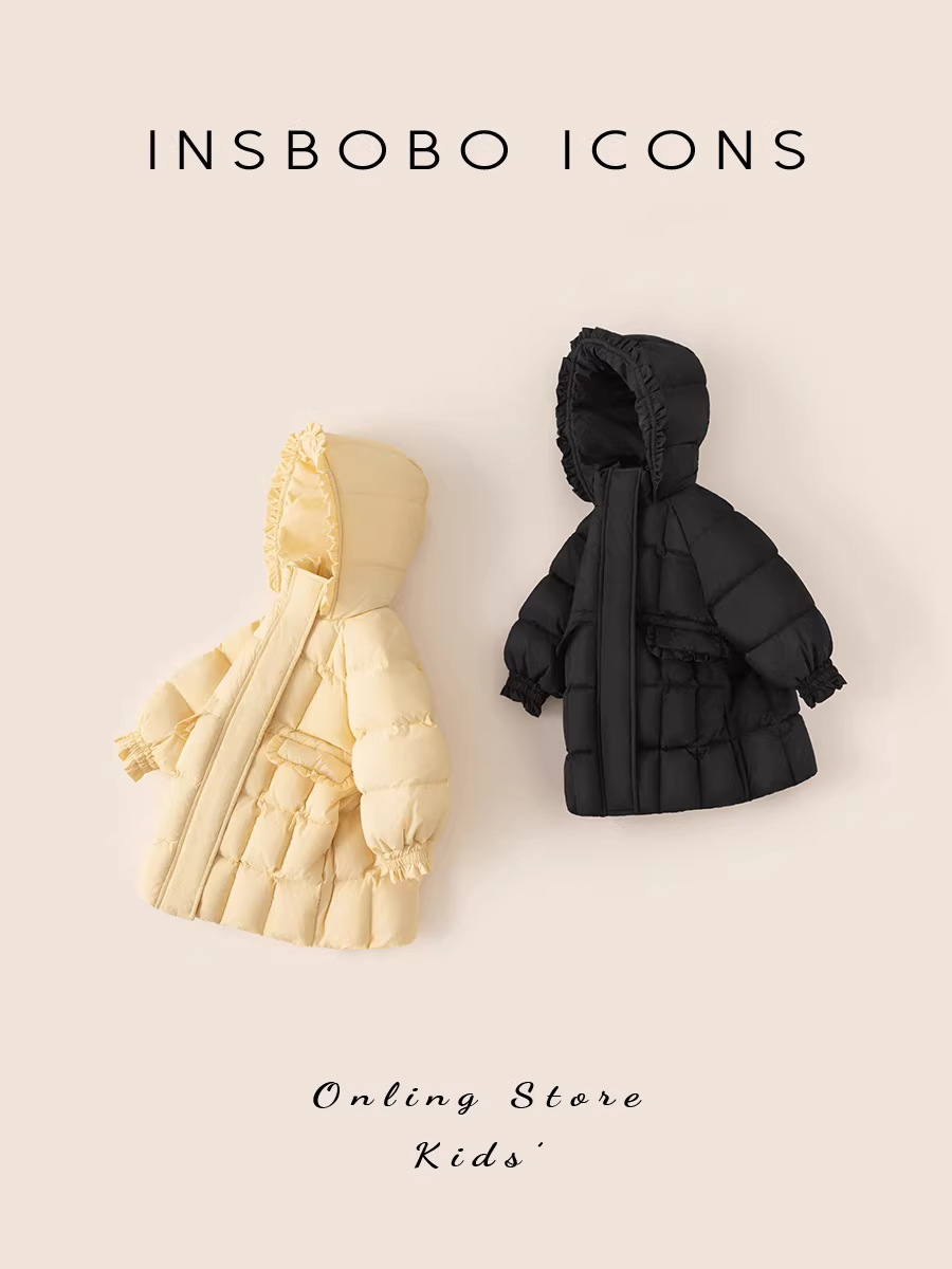 Áo khoác trẻ em mùa đông Áo khoác lông vũ dành cho bé gái Áo khoác lông vũ dài vừa phải cho bé Áo khoác lông vịt trắng mới Áo khoác lông vũ ba lớp chống thấm
