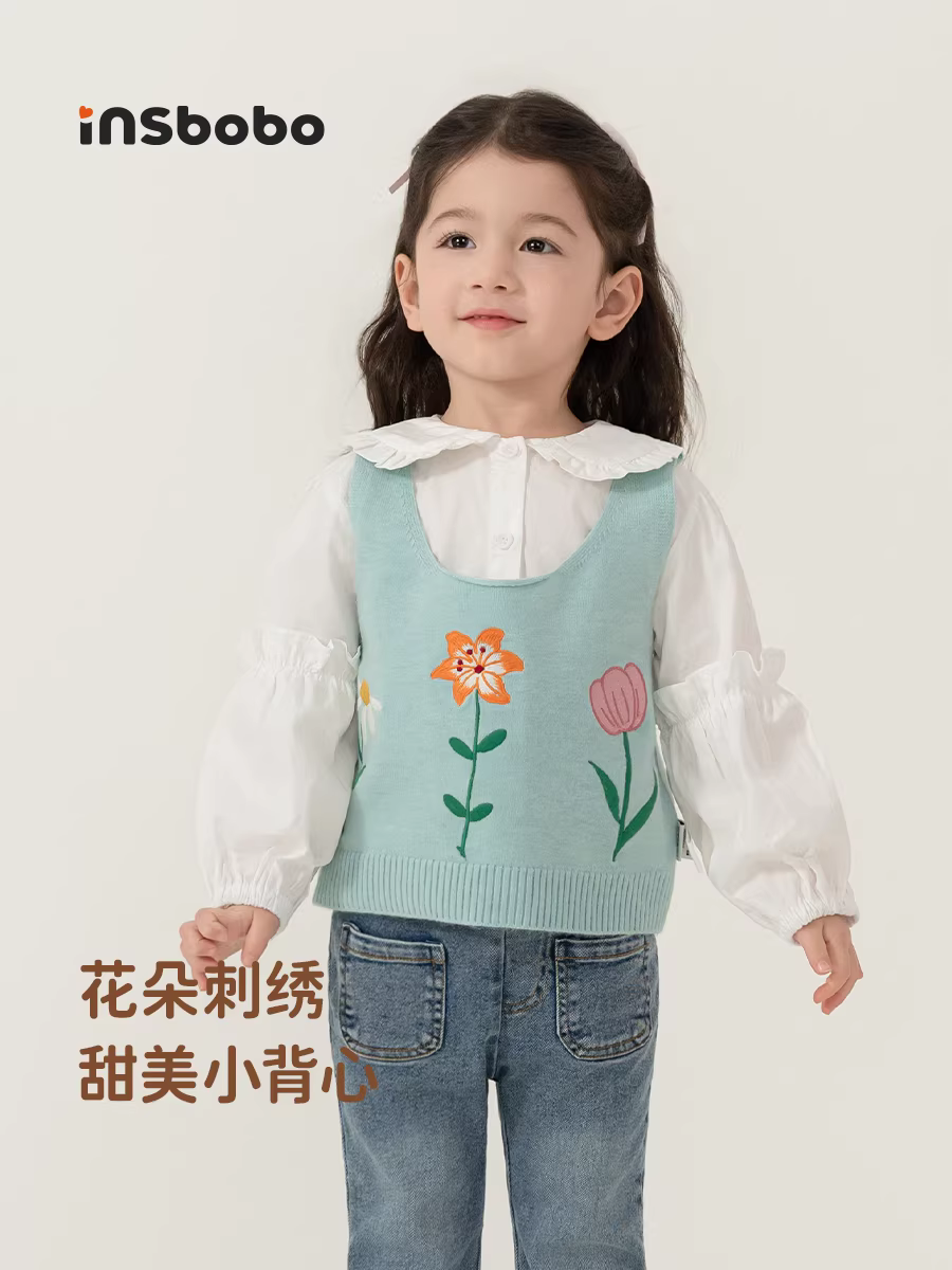 Áo len bé gái INSbobo thu đông 2025 kiểu mới, áo gile trẻ em, áo len trẻ em, áo bé gái thời trang