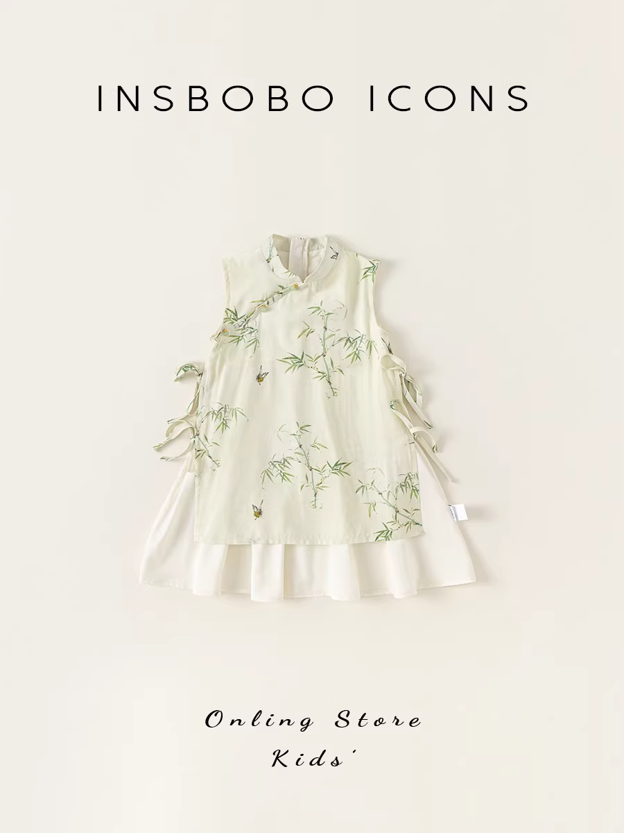 Váy hè INSbobo cho bé gái 2025 kiểu mới, trang phục kiểu Trung Hoa mới cho bé gái, váy trẻ em, váy kiểu sườn xám