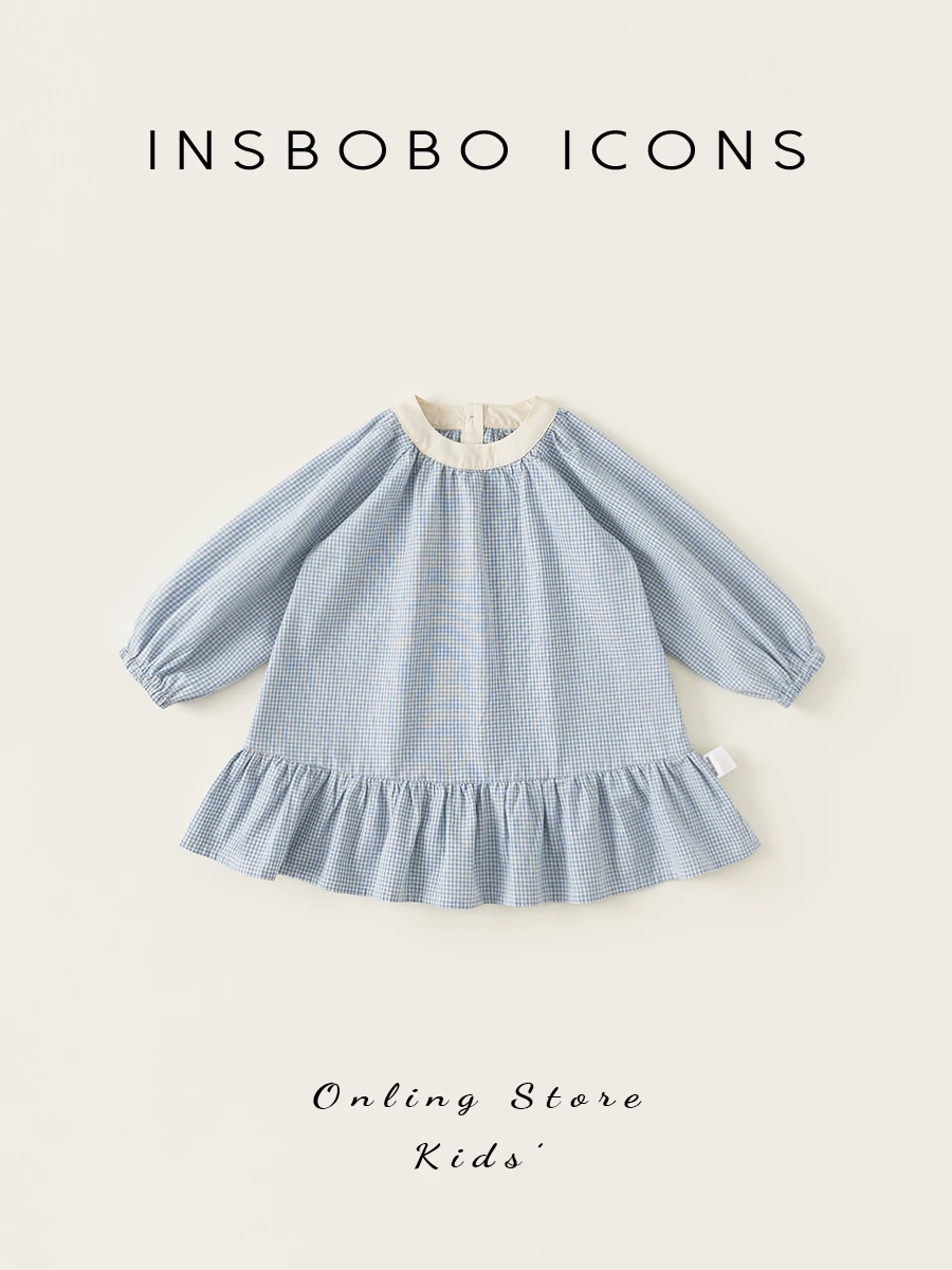 Váy bé gái INSbobo, chân váy trẻ em, trang phục mùa thu sớm 2025 cho bé gái, váy cổ halter, thời trang, quần áo mùa thu cho bé