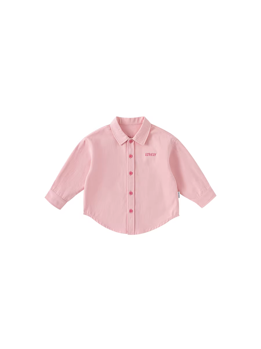 Áo khoác trẻ em kiểu mới thu đông 2025, áo sơ mi bé gái màu hồng, quần áo bé trai thu đông