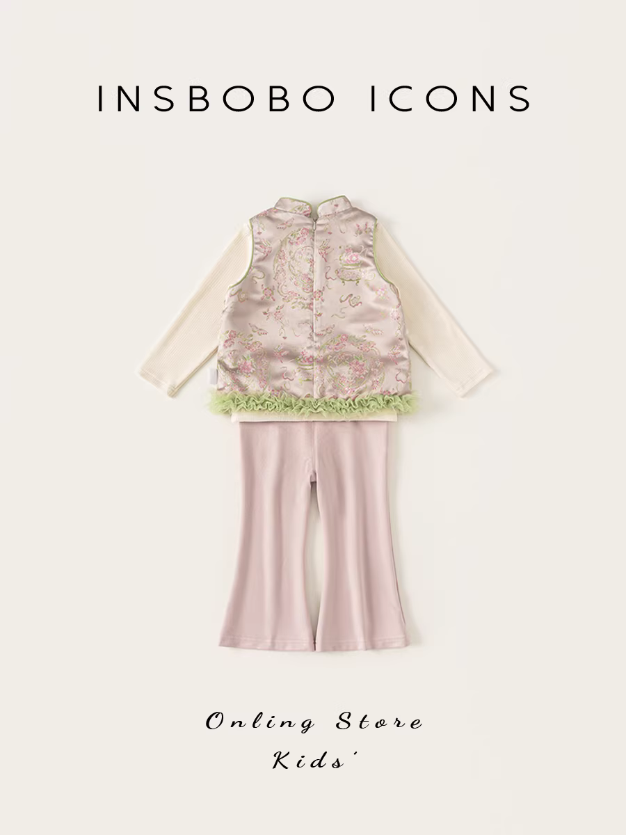 Bộ trang phục Hanfu INSbobo cho bé gái, thu đông 2025, bộ đồ Tang phong cách Trung Hoa, trang phục thu đông kiểu Trung Hoa cho bé